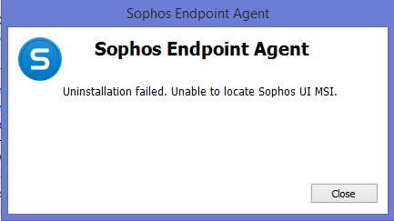 sophos failed to uninstall